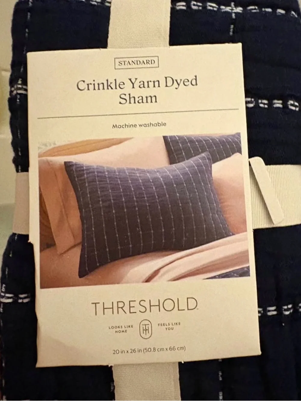 2 Target Crinkle Yarn Dyed pillow Sham - Navy
